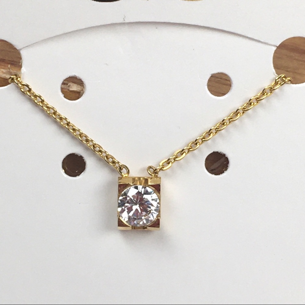 Diamond Gold Plated Stainless Steel Necklace